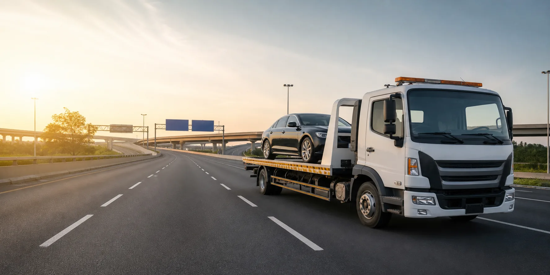 Recovery truck providing towing support on a major Pakistan motorway