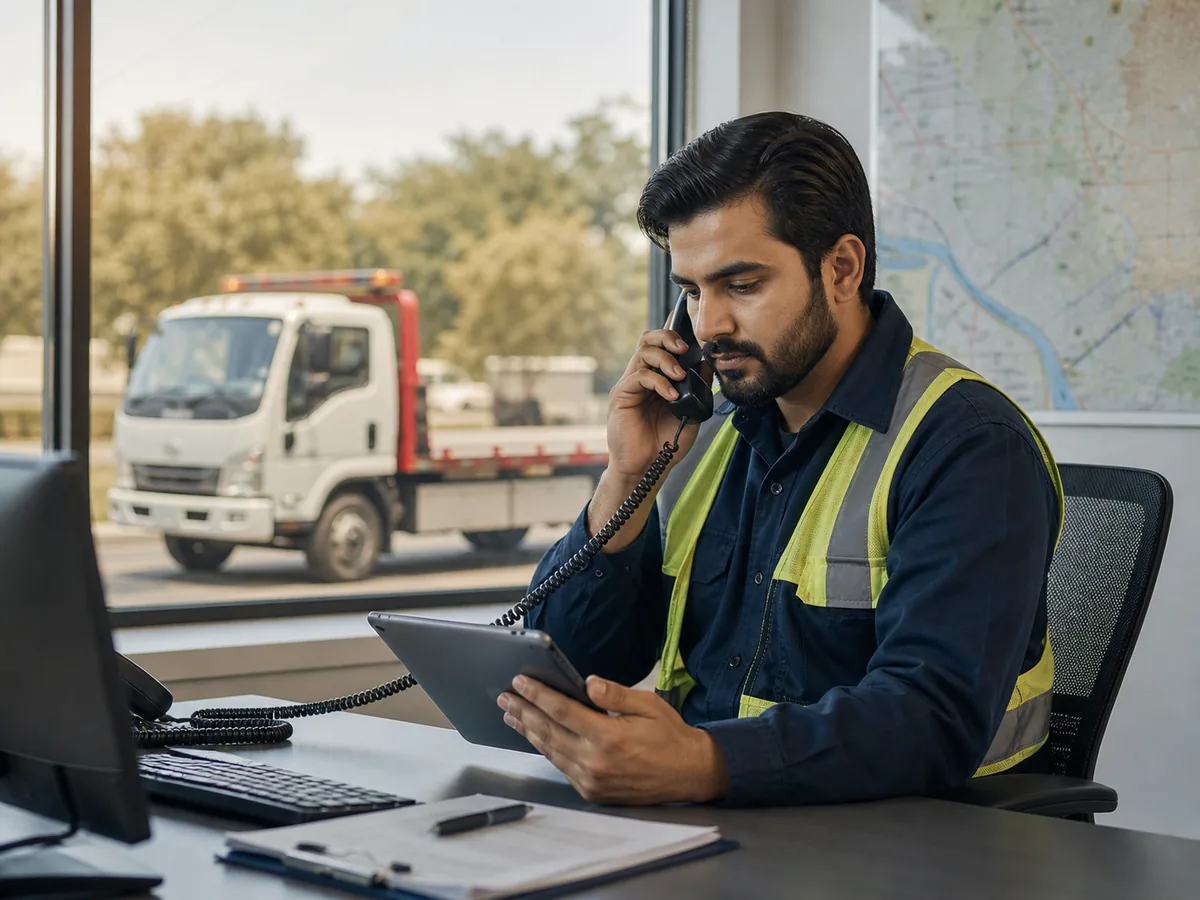 Recovery dispatcher coordinating emergency towing assistance