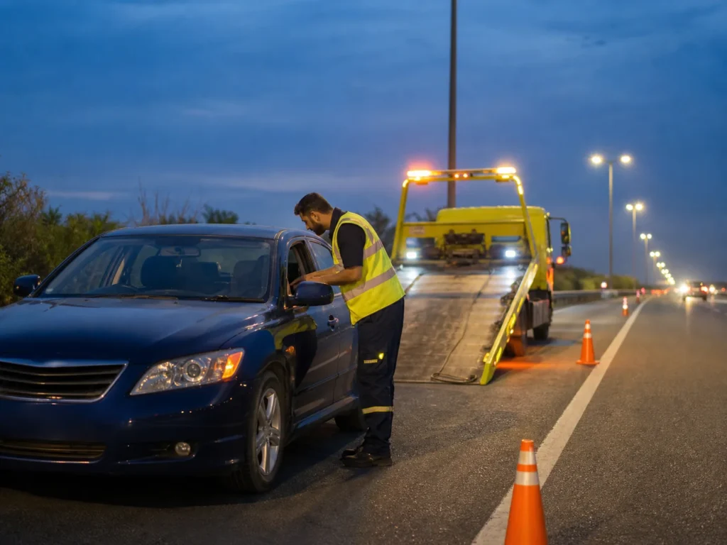 24/7 roadside towing assistance on a major Pakistan motorway