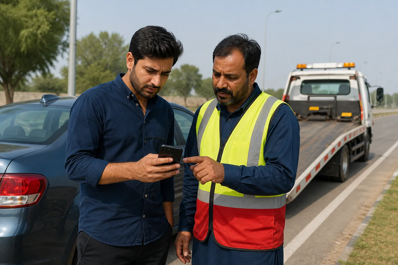 Driver sharing a mobile location with a recovery operator